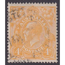 Australian    King George V    4d Orange   Single Crown WMK Plate Variety 2R49..